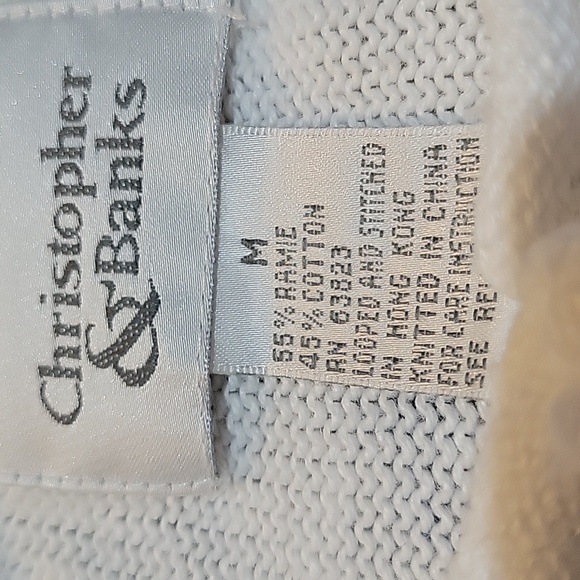 Christopher & Banks White Blue Golf Print Knit Cardigan Sweater Size Large - Picture 6 of 6